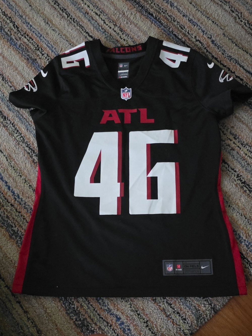 Nike Women's Atlanta Falcons #46 Black and Red Jersey